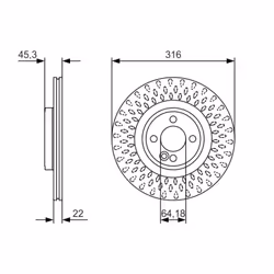 Disco freno BOSCH 0 986 479 A07 anteriore, ventilato, altamente carbonizzato, 1 Pezzo - Vista aggiuntiva 6