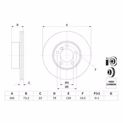 Disco freno BOSCH 0 986 479 A18 anteriore, ventilato, altamente carbonizzato, 1 Pezzo