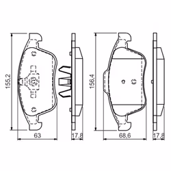 Set di pastiglie freno BOSCH 0 986 494 556, anteriore