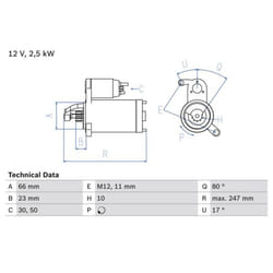 Motorino di avviamento BOSCH 0 986 025 160