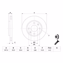Disco freno BOSCH 0 986 479 B32 anteriore, ventilato, 1 Pezzo - Vista aggiuntiva 6