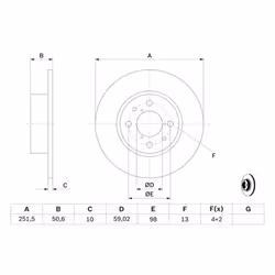 Disco freno BOSCH 0 986 479 B26 posteriore, pieno, 1 Pezzo - Vista aggiuntiva 7