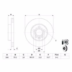 Disco freno BOSCH 0 986 479 B50 anteriore, ventilato, 1 Pezzo - Vista aggiuntiva 6