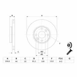 Disco freno BOSCH 0 986 479 B73 anteriore, ventilato, 1 Pezzo - Vista aggiuntiva 6