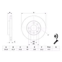 Disco freno BOSCH 0 986 479 B84 anteriore, ventilato, 1 Pezzo - Vista aggiuntiva 7