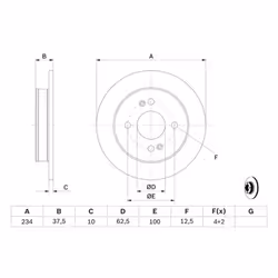 Disco freno BOSCH 0 986 479 B95 posteriore, pieno, 1 Pezzo - Vista aggiuntiva 6