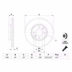 Disco freno BOSCH 0 986 479 C17 anteriore, ventilato, altamente carbonizzato, 1 Pezzo - Vista aggiuntiva 6