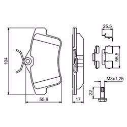 Set di pastiglie freno BOSCH 0 986 494 640, posteriore - Vista aggiuntiva 7