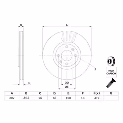 Disco freno BOSCH 0 986 479 C72 anteriore, ventilato, altamente carbonizzato, 1 pezzo - Vista aggiuntiva 5
