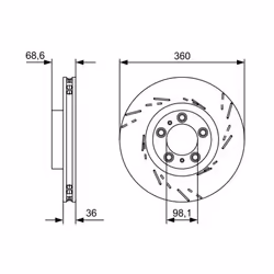 Disco freno BOSCH 0 986 479 D23 anteriore, ventilato, fessura, altamente carbonizzato, 1 Pezzo - Vista aggiuntiva 7