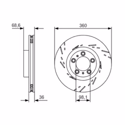 Disco freno BOSCH 0 986 479 D22 anteriore, ventilato, fessura, altamente carbonizzato, 1 Pezzo - Vista aggiuntiva 6