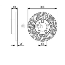BOSCH Disco freno PORSCHE: 911 Coupe, 911 Cabrio 28mm 130mm forato, ventilato rivestito ad alto tenore di carbonio 0 986 479 D24 BD2445,99735140100