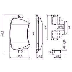 Set di pastiglie freno BOSCH 0 986 494 731, posteriore - Vista aggiuntiva 7