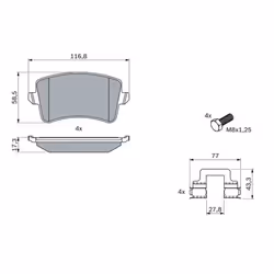 Set di pastiglie freno BOSCH 0 986 494 733, posteriore - Vista aggiuntiva 8
