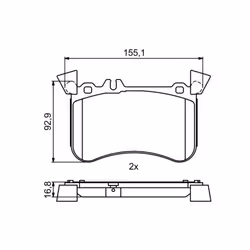 Altezza [mm]: 92,9. Asse di sviluppo: Davanti. Indice: 0 986 495 398. Larghezza [mm]: 155,1. Materiale: Low-Metallic. Numero  ...
