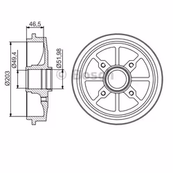 Freni a Tamburo; BOSCH; con cuscinetto ruota, con anello sensore ABS 247 Assale posteriore; per PEUGEOT; 424747, 424747