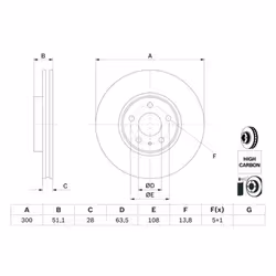 Disco freno BOSCH 0 986 479 D85 anteriore, ventilato, altamente carbonizzato, 1 Pezzo - Vista aggiuntiva 5