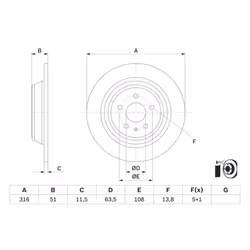 Disco freno BOSCH 0 986 479 D86 posteriore, pieno, 1 Pezzo - Vista aggiuntiva 6