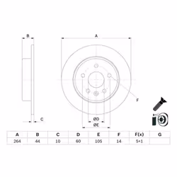 Disco freno BOSCH 0 986 479 D89 posteriore, pieno, 1 Pezzo - Vista aggiuntiva 5