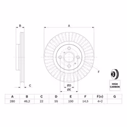 Disco freno BOSCH 0 986 479 E37 anteriore, ventilato, altamente carbonizzato, 1 Pezzo - Vista aggiuntiva 5