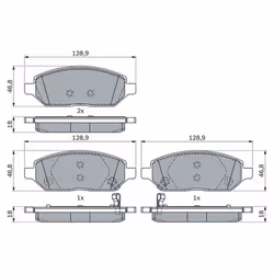 Altezza [mm]: 46,8. Asse di sviluppo: Davanti. Contatto di usura: Sì. Indice: 0 986 494 906. Larghezza [mm]: 128,9. Materiale ...