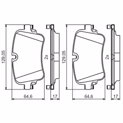 Altezza [mm]: 64,6. Asse di sviluppo: Posteriore. Indice: 0 986 495 426. Larghezza [mm]: 129,1. Materiale: Low-Metallic. Nume ...