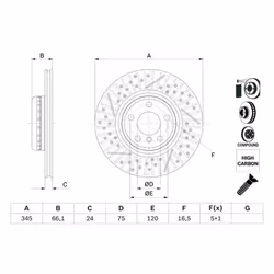 Disco freno BOSCH 0 986 479 E05 posteriore, ventilato, fessura, altamente carbonizzato, 1 Pezzo - Vista aggiuntiva 4