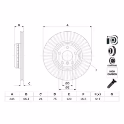 Disco freno BOSCH 0 986 479 E06 posteriore, ventilato, altamente carbonizzato, 1 Pezzo - Vista aggiuntiva 4