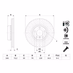Disco freno BOSCH 0 986 479 E11 anteriore, ventilato, altamente carbonizzato, 1 Pezzo - Vista aggiuntiva 5