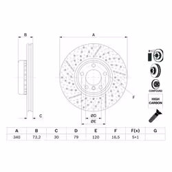 Disco freno BOSCH 0 986 479 E12 anteriore, ventilato, fessura, altamente carbonizzato, 1 Pezzo - Vista aggiuntiva 5