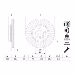 Disco freno BOSCH 0 986 479 E16 anteriore, ventilato, altamente carbonizzato, 1 Pezzo - Vista aggiuntiva 5