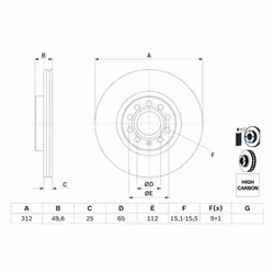 Disco freno BOSCH 0 986 479 058 anteriore, ventilato, altamente carbonizzato, 1 Pezzo - Vista aggiuntiva 5