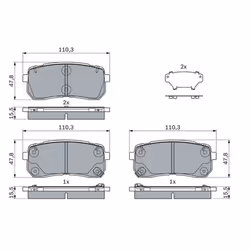 Set di pastiglie freno BOSCH 0 986 494 971, posteriore - Vista aggiuntiva 7