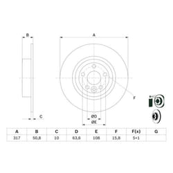 Disco freno BOSCH 0 986 479 E58 posteriore, pieno, 1 Pezzo