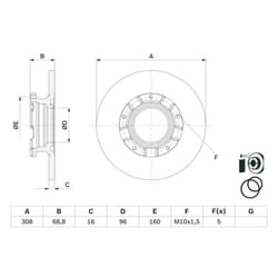 Disco freno BOSCH 0 986 479 F62 posteriore, pieno, 1 Pezzo