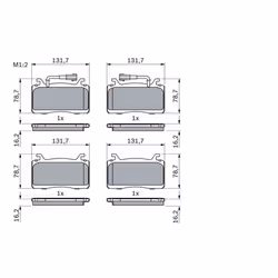 Altezza [mm]: 78,7. Asse di sviluppo: Davanti. Contatto di usura: Sì. Indice: 0 986 424 851. Larghezza [mm]: 131,7. Materiale ...