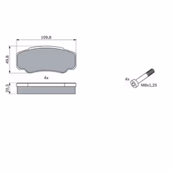 Altezza [mm]: 49,8. Asse di sviluppo: Posteriore. Indice: 0 986 424 876. Larghezza [mm]: 109,8. Materiale: Low-Metallic. Nume ...