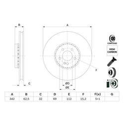 Disco freno BOSCH 0 986 479 H41 anteriore, ventilato, altamente carbonizzato, 1 Pezzo