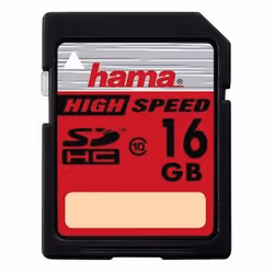 Hama 16GB SDHC, 16 GB, SDHC, 22 MB/s, 15 MB/s, Nero