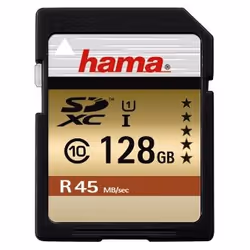 Hama 128Gb SDXC, 128 GB, SDXC, Classe 10, 45 MB/s, Nero