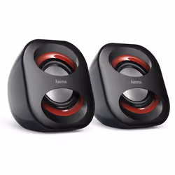 Hama Sonic Mobil 183, 2.0 canali, Cablato, 3 W, 120 - 20000 Hz, 4 Ω, Nero, Rosso