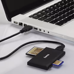 Hama Lettore USB 3.0 con cavo, CF1, MMS, MMS DUO, MMS PRO, MMS PRO DUO, micro SD, Micro SDXC, MMC, SD, SDHC, SDXC, UHS-1, nero, blister - Vista aggiuntiva 4