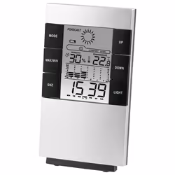 Hama Termometro/igrometro LCD "TH-200", Iindicatore Temperatura, Umidità, Orologio, Calendario, Previsioni meteo, Argento, Ig ...