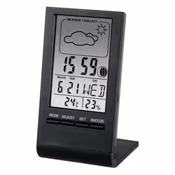 Hama Termometro LCD con igrometro "TH-100",orologio, calendario,fasi lunari,previsioni del tempo, Nero, Igrometro da interno, ...
