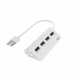 Hama Hub USB 2.0 da tavolo, 4 porte, cavo integrato, bianco, USB 2.0, 480 Mbit/s, Bianco, 0,15 m, USB, Windows 10, Windows 7, ...
