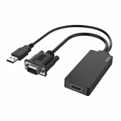 Hama Cavetto adattatore ingresso VGA+USB/ uscita HDMI, Full HD 1080P, nero, 0,15 m, USB Type-A + VGA (D-Sub), HDMI, Maschio,  ...