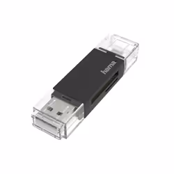 Hama Lettore USB 2.0, SD/Micro SD, OTG, MicroSD (TransFlash), SD, Nero, 480 Mbit/s, USB/Micro-USB, 19,1 mm, 11 mm