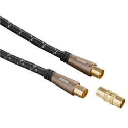 Hama Cavo antenna M/F con adattatore M/M, 1,5 metri, 120 dB, TPE, connettori dorati, ferrite, nero
