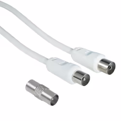 Hama Cavo antenna M/F con adattatore M/M, 3 metri, 75 dB, bianco, 3 m, Coassiale, Coassiale, Bianco