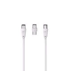 Hama Cavo antenna M/F con adattatore M/M, 3 metri, 75 dB, bianco